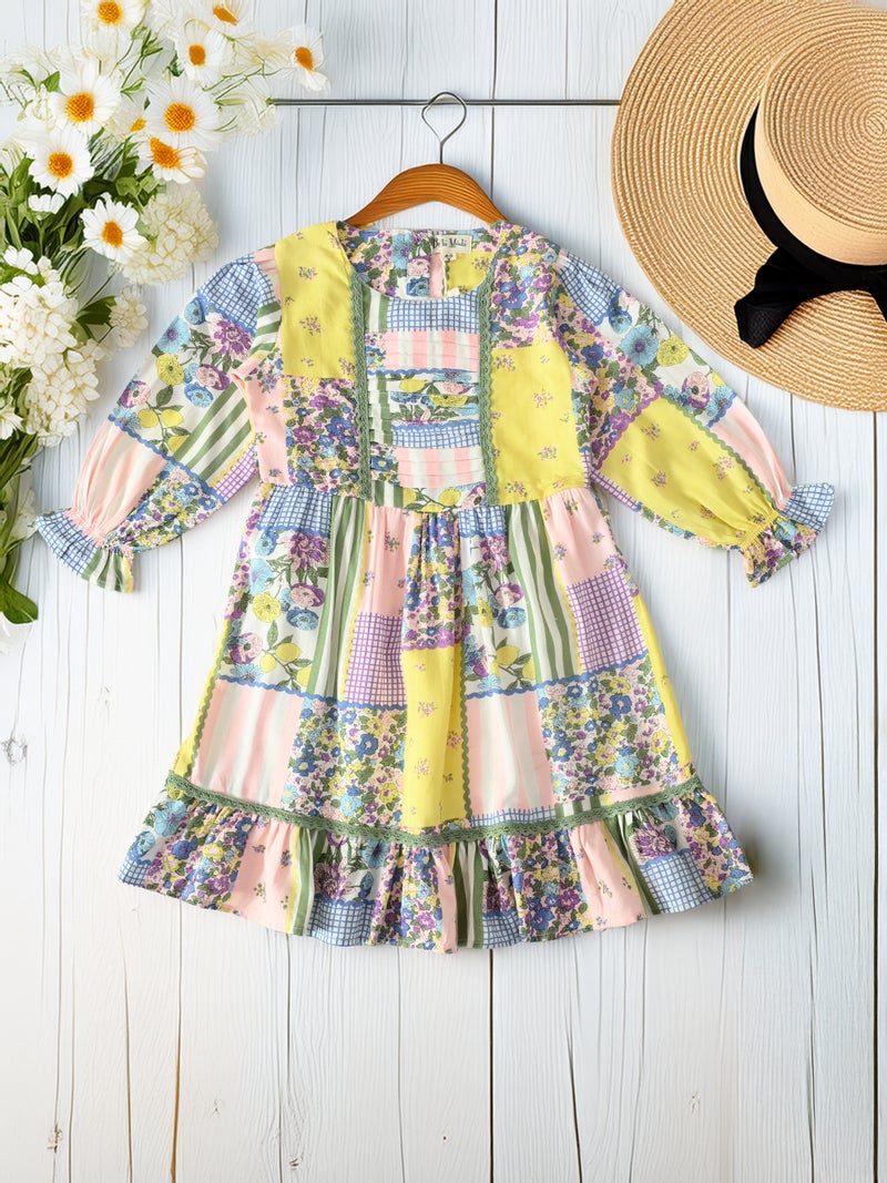 Floral Printed Dress for Girls - Multi
